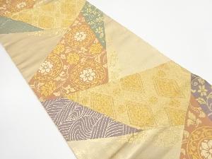 アンティーク　花更紗模様織り出し袋帯（着用可）